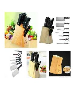 8 Pièces Bloc De Bois Couteau Ensemble
