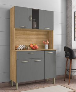 Buffet de Cuisine 6 Portes Gris Pan