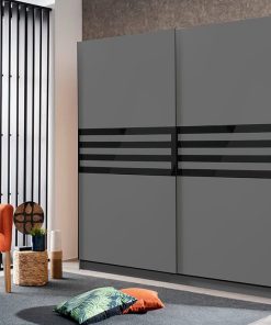 Armoire 2 Portes Coulissantes Anthracite Galicia