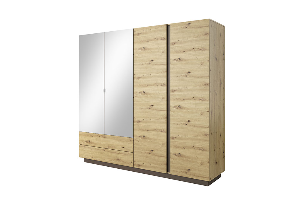 Armoire 4 Portes avec 2 Tiroirs sans LED (Collection Arco Artisan Graphite)