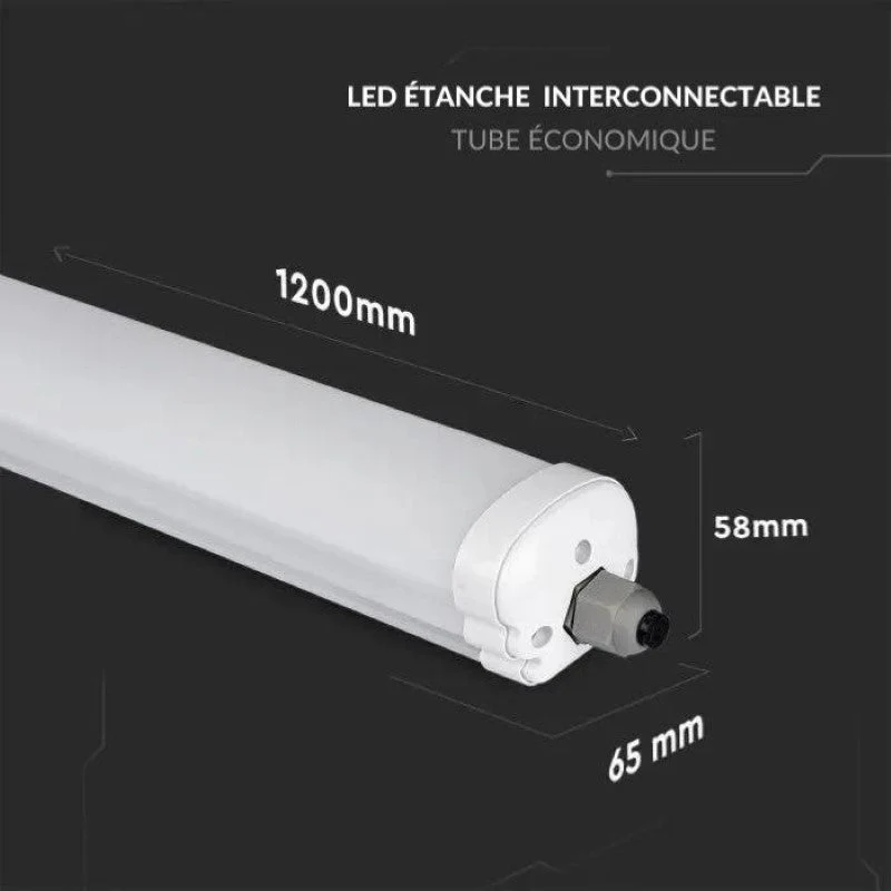 Réglette LED étanche 120cm 36W IP65 120lm/W Interconnectable - Image 3